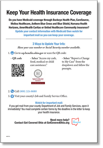 Example of Medicaid reenrollment handout for patient families