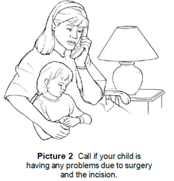 Call if your child is having any problems due to surgery and the incision.