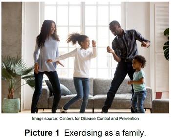 Family of 4 exercising together
