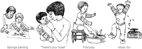 different ways to play when a baby is wearing arm restraints