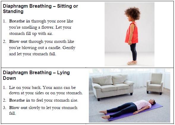 diaphragm breathing - standing and lying