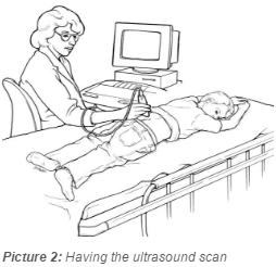 Child laying on stomach receiving an ultrasound