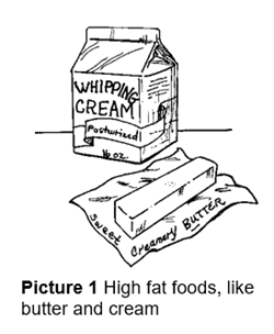 High fat foods, like butter and cream