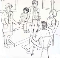 family at the clinic