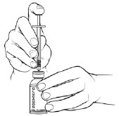 Injecting liquid into the vial
